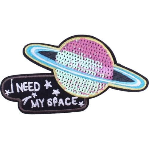 Pulaqi Hippie space Patch Punk Embroidered Iron on Patches for Clothing Stickers Stripes For Clothes Applique Washable DIY Badge