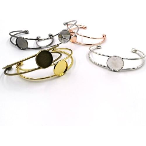 1Pcs/Lot New Blank Bracelet Base Cabochon Cameo Tray Bezels Adjustable End setting For diy jewelry making supplies accessories