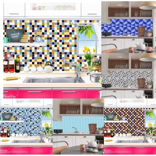 MagiDeal Self Adhesive Mosaic Tile Glitter Wall Sticker Kitchen Bathroom Backsplash Wall Mounted 3D Sticker Tiles