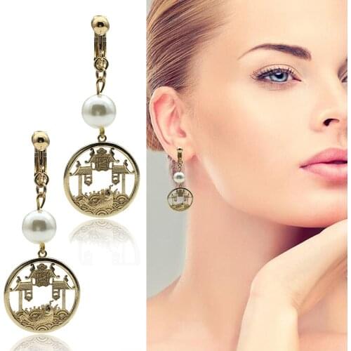 Chinese Style Carp Jumping Dragon Gate Lotus Leaf Beautiful Creative Copper Non Pierced Clip on Earrings Ladies Party Jewelry