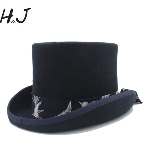 Top Hat 13.5CM(5.31Inch) 100% Wool Women Men Fedora Top Hat For Gentleman Elegant Lady Steampunk Top Hat