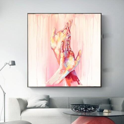 Modern Pink Hands Watercolour Canvas Painting Art Posters Set Print Wall Pictures Living Room House Mural Cuadros Decoration