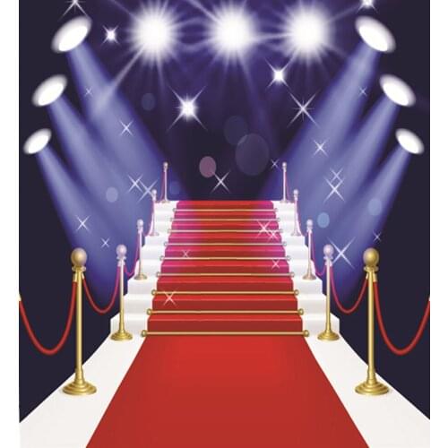 VinylBDS Photo Studio Backdrop Red Carpet Ladder Stage Lighting Kate Background Wedding