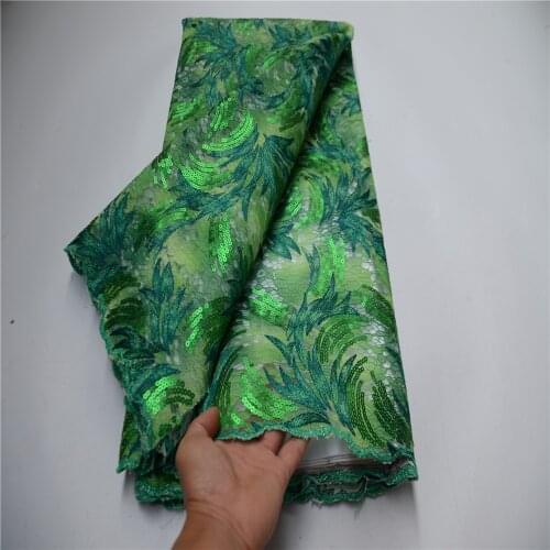 High Quality Sequence African Organza Voile French Net Nigeria Mesh Tulle Lace Sewing Sequins Embroidery Fabric PS906
