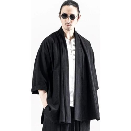 Japanese streetwear kimono men black jacket male harajuku mens bomber jackets ZZ2019