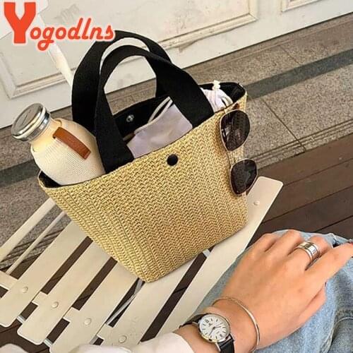 Yogodlns Summer Straw Handbag Women Bohemian Straw Bag 2020New Beach Bag Large Capacity Lady Tote Woven Handnade Handle Bag sac