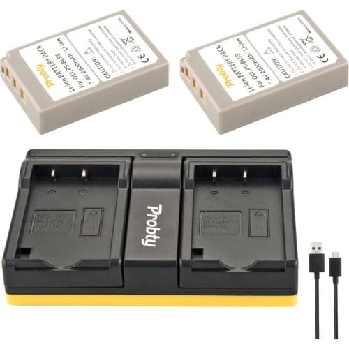 Probty 2pcs PS-BLS5 PS BLS5 Camera Battery + USB Dual Charger For Olympus PEN E-PL2 E-PL5 E-PL6 E-PL7 E-PM2 E450 E600 E620