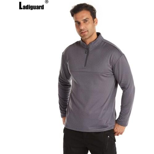 Ladiguard Plus Size Men Fashion T-shirt Casual Pullovers Sexy Mens Clothing 2021 European Style Long Sleeve Autumn Top Sreetwear