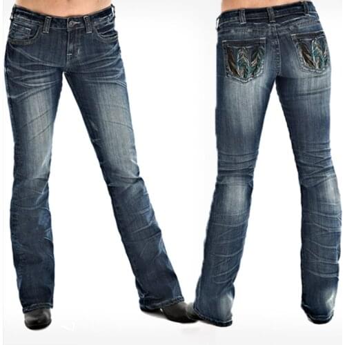 Ladies Jeans Embroidery Washed Ladies Jeans Trousers Denim Joggers Women