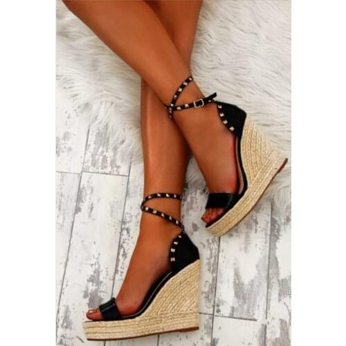 Ladies Open Toe Straw Bottom Sandal Closed Toes Beach Shoes Summer Wedding Shoes