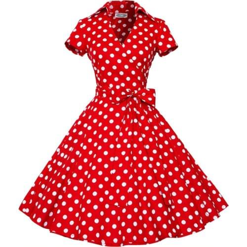 Audrey Hepburn Summer Dress Women Polka Dot Vintage Swing Robe Rockabilly Housewife Retro 50s Pinup Dresses Vestidos