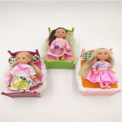 10sets/lot Genuine Brand new Little fashion girl doll with clothes+bed+pillow+blanket toy for girl mini princess playset gift