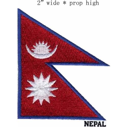 100% NEPAL embroidered flag patch 2 "wide blue border applique fabric appliques for Jacket