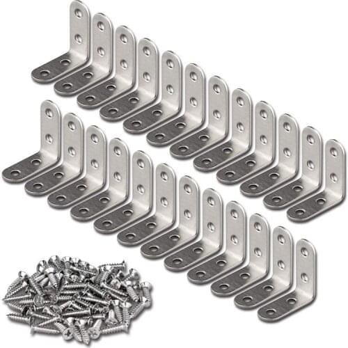 24 Pieces Stainless Steel Corner Braces (1.57 X 1.57 Inch,40 X 40 Mm) Joint Right Angle Bracket Fastener L Shaped Corner Fastene