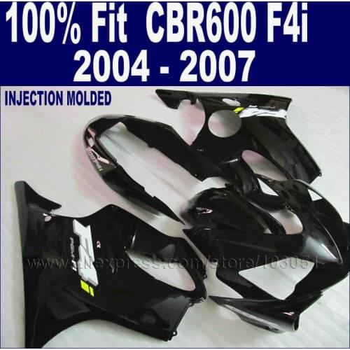 ABS Injection All black fairing parts for Honda CBR600F4i 2004 2005 2006 2007cbr600 f4i 04 05 06 07 custom fairing set