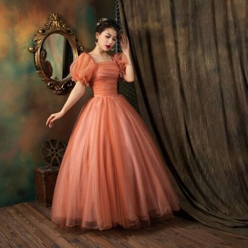 Freeship bubble sleeve polka dot court ball gown royal Medieval Renaissance Victorian dress Belle ball