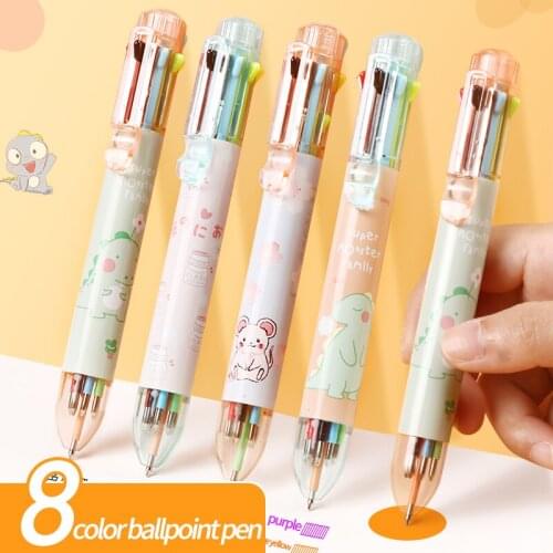 Color press multi-color ballpoint pen cartoon creative cute girl taking notes hand account special small fresh multifunction pen