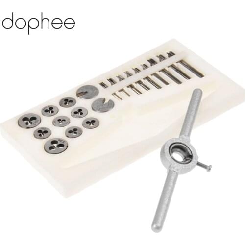 Dophee 31pcs Metric Mini Taps Dies Set M1-M2.5 Screw Thread Plugs Taps Alloy Steel Screw Taps With Tap Wrench Hand Tools