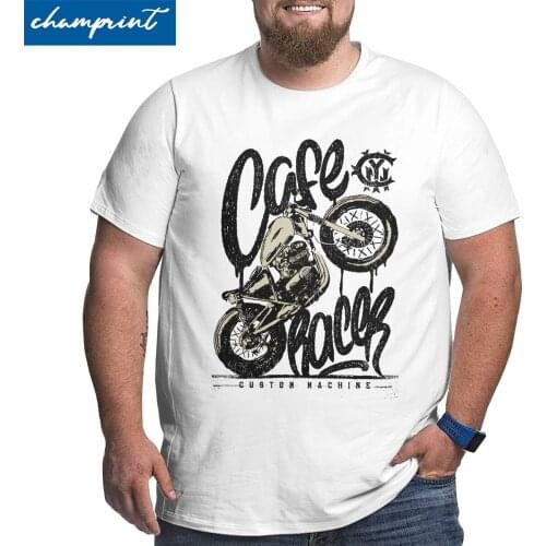 Mens Happiness Cafe Racer Vintage Clothes Moto Motorcycle T Shirt Unique Short Sleeve Big Tall Tees Large 4XL 5XL 6XL T-Shirts