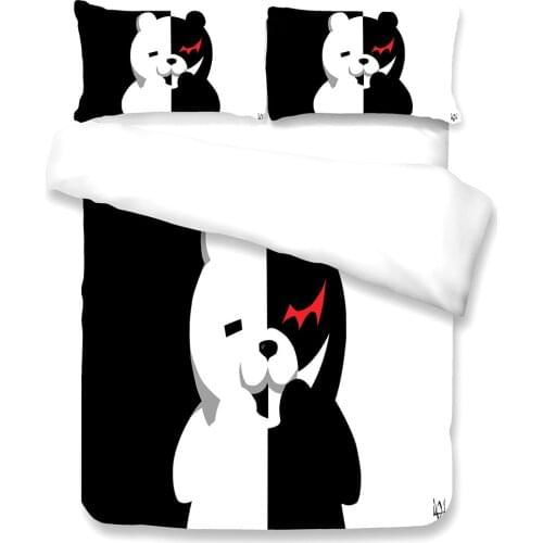 Danganronpa Game Monokuma Printing 3Pcs Bedding Duvet Cover Set Soft Twin for Teen Kid Children Adult Gift with Pillowcase