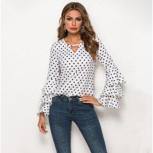 Summer Sweet Chiffon Women Blouse Shirt Fashion 2020 Flare Sleeve Women Tops Ruffles Womens Clothing Blusas Hot Sale