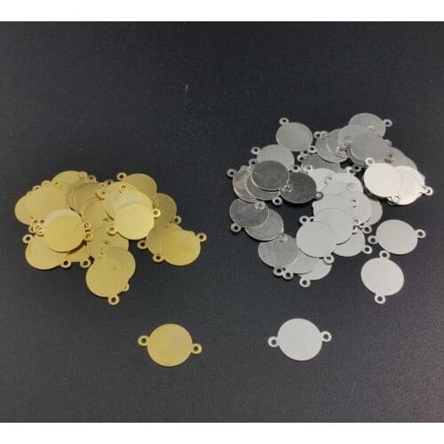 100pcs/lot 10mm Metal Double hanging disc Slice Charms base Setting Jewelry DIY Components Connection,earring accessories