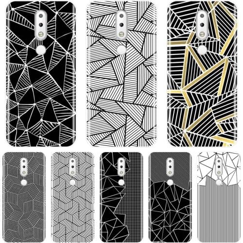 Soft Phone Case Silicone For Nokia 7.1 6.1 5.1 3.1 2.1 Black Geometric Grid Cool Back Cover For Nokia 2.1 3.1 5.1 6.1 7.1 Plus