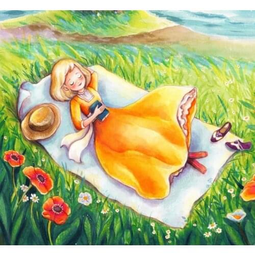 5D DIY Poured Glue Diamond Painting Kit Scalloped Edge Beautiful Women Home Wall Decoration Unique Handcraft Gift