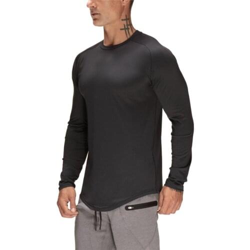 New Autumn Mesh long sleeve t shirt men Sporting Fitness Tshirt Men Workout solid o-neck Gyms Bodybuilding T-shirt homme