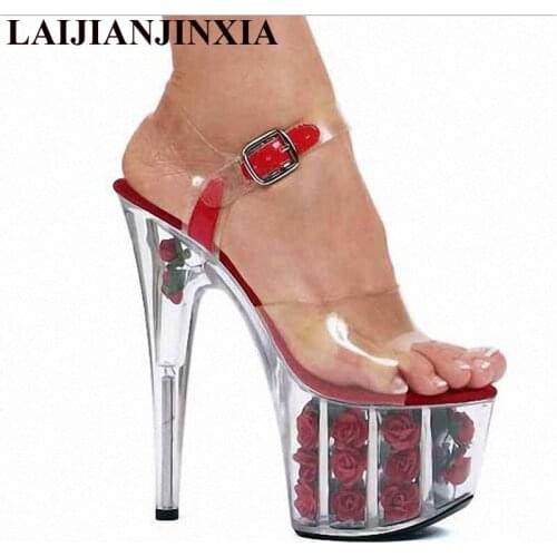 New 20cm Manufacturers selling lady ultra-high ribs with green open-toed sandals professional design style unique Dance Shoe