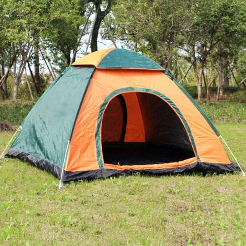 New 3-4 Person Ultralight Breathable Single Layer Waterproof Windproof Anti-UV Outdoor Camping Tent With Fiberglass Pole 3 Color