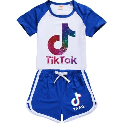New 2-16Y Baby Girls Boys Clothes Outfits Summer Kids Short Sleeve Tik Tok T-Shirts+Shorts 2pcs Outfits Childrens Suit