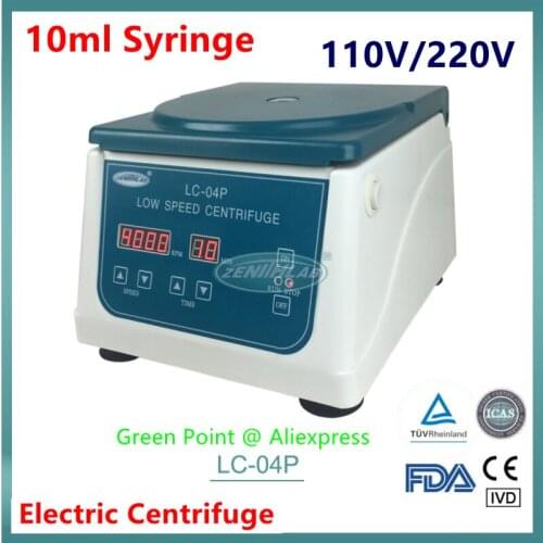 New PRP Low Speed Centrifuge LC-04P Electronic Centrifuge 4000rpm Beauty Centrifuge,10ml Syringe ,110V / 220V