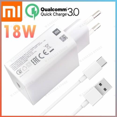 Oirginal xiaomi redmi note 9s Charger Fast Charge 18W EU adapter qc 3.0 quick charge usb cable for xiaomi redmi note 8 pro mi 8