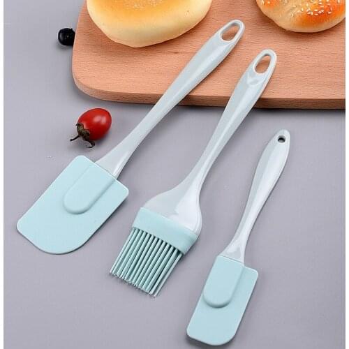 Baking Supplies Silicone Oil Brush Cake Spatula Oil Brush Set Silicone Spatula Barbecue Brush Silicone Scraper Three-Piece Set