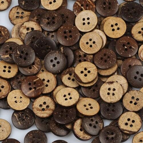 6 Sizes 20/50/100pcs Brown Coconut Shells 4 Hole Buttons For Clothing Scrapbooking Garment Sewing Accessories DIY Crafts