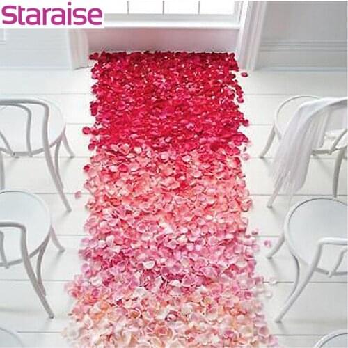 Staraise 500pcs Silk Rose Petals Table Artificial Flower Wedding Events Decor Wedding Engagement Celebration Party Supplies