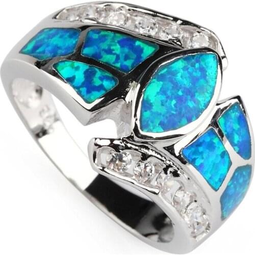 SHUNXUNZE Blue opal with Cubic Zirconia vintage women engagement rings accessories alibaba-express Rhodium Plated R348 size 7 9