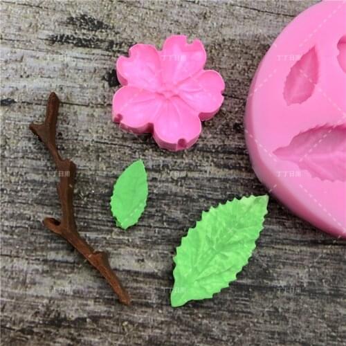 DIY Flower Leaf Branches Silicone Fondant Cake Mold Cupcake Candy Chocolate Decoration Baking Tool FQ3348