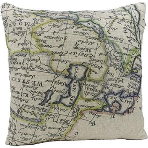 Modern minimalist design world map square pillowcase decorative pillow cover 45x45cm fronha Cotton and linen
