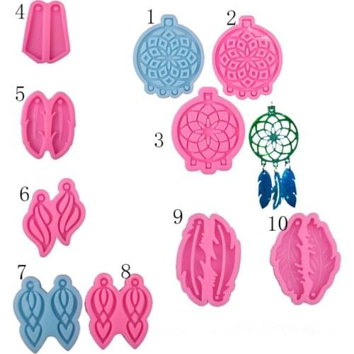 Super Glossy Resin Dreamcatcher Mold Feather Dream Catcher Silicone Keychain Molds Jewelry Making Pendant Necklaces Moulds