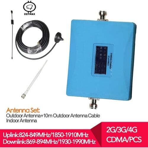 ZQTMAX 2G 3G 4G Mobile Signal Booster gsm repeater 850mhz PCS 1900mhz Dual Band Cell Phone Amplifier + Antenna Accessories