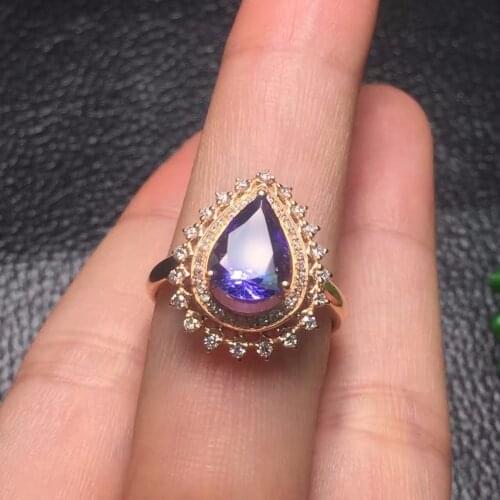 Fine Jewelry Tanzania Origin Real 18K Rose Gold AU750 100% Natural AAA Tanzanite Gemstone Female Rings for Women Fine Ring