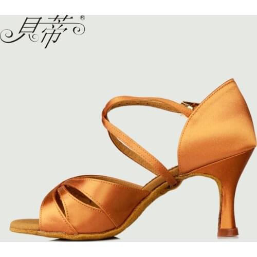 Latin dance shoes woman Salsa BD 2363 shoes Ballroom Genuine Imported satin Free shoes bag Soft bottom wear Anti-skid latin hot