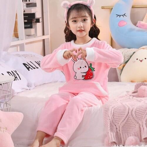 Winter Baby Girl Clothes Children Pajamas For Girls Flannel Long-sleeves Pyjamas Kids Cartoon Nightwear Homewear Boys Sleep Suit
