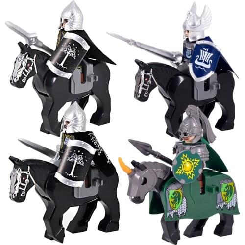 1PCS Medieval Knights mini Action Figures Building Blocks The Guard Soldier With War Horse Bricks Toys for Children XMAS Gifts