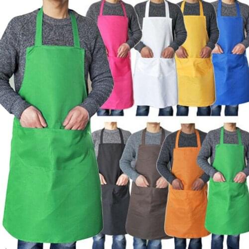 1PC Fashion Men Women Cooking Kitchen Restaurant Chef Bib Apron Dress with Pocket Simple Sanitary Sleeveless Apron Classic Bib