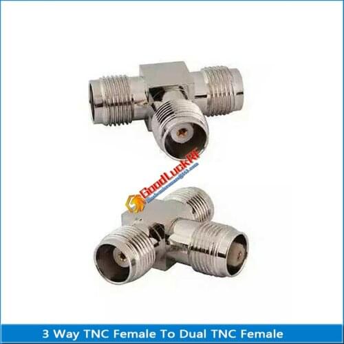 1X Pcs 3 Three TNC Female To 2 Dual TNC Female Plug TNC 3 Way Splitter Adapter Socket T-Type RF Coaxial Connector