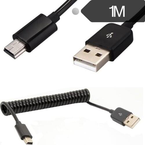 3Ft Spiral Coiled USB MINI 5 Pin Male to USB 2.0 A male Cable