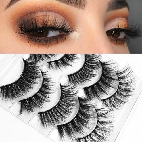 5 Pairs 3D/5D Faux Mink Hair False Eyelashes Natural Long Full Volume Wispies Fluffy Lashes Extension Eye Makeup Tools Handmade